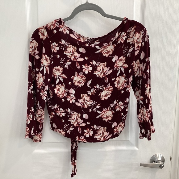 Aeropostale Maroon Floral Blouse - Picture 6 of 7